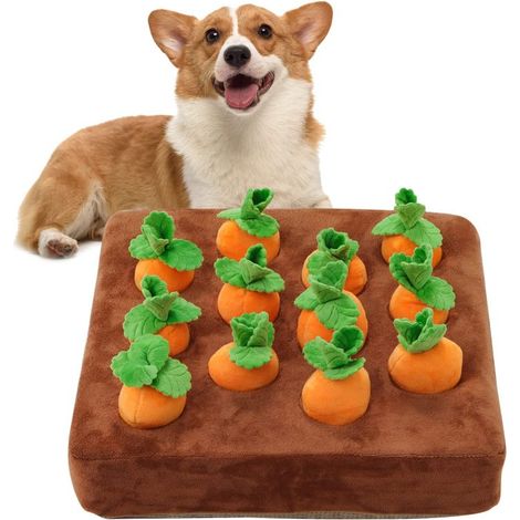 Giocattolo interattivo per cani, tappetino olfattivo a forma di carota, antiscivolo, 12 carote (in peluche)