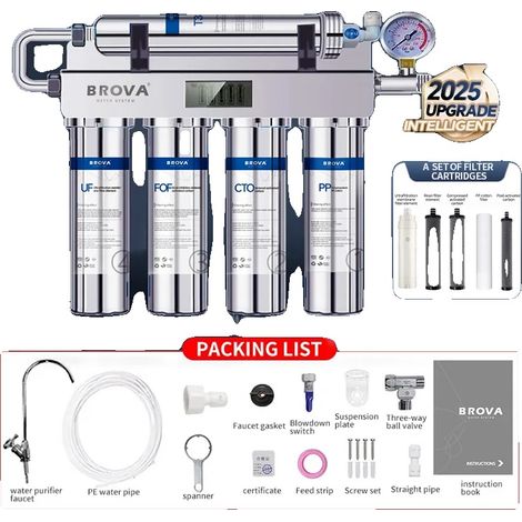 Système de purification de l'eau, filtration en 5 étapes, construction en acier inoxydable, Filtre ultrafin à 5 étapes