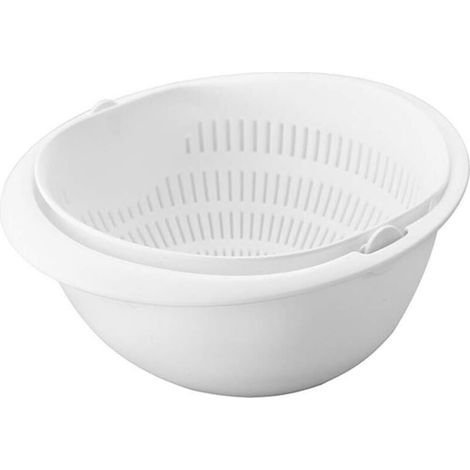 Setaccio da cucina con contenitore di scolo rotante a doppia parete, accessorio per lavare e scolare efficacemente frutta e verdura - Crezuo