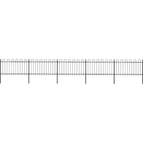 Valla de jardín con aro superior de acero 892,5x100 cm negra vidaXL