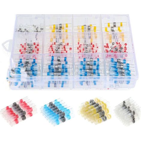 300 Pièces Connecteurs de Câble Thermorétractables, Cosses Électriques à Souder avec Gaines