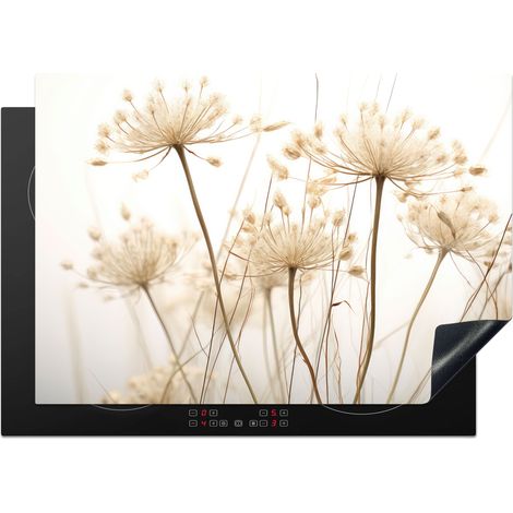 PROTECTOR DE PLACAS DE INDUCCIÓN Flores - Blanco - Luz solar Tapa Para Induccion 75x52 cm (1/5)
