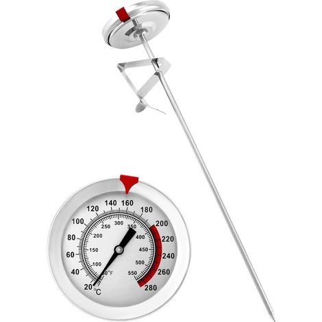 Longziming - Thermomètre de cuisine - Acier inoxydable - Thermomètre à viande avec sonde de 23 cm - Jusqu'à 280 °C / 550 °F - Idéal pour le barbecue, la cuisson au four et la friture. (1/5)
