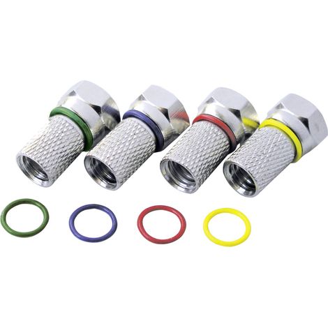 Schwaiger F Stecker FSTFR7004 531 4x F Aufdrehstecker mit Farbringen für Kabel mit 7mm Durchmesser F-Stecker (1/2)