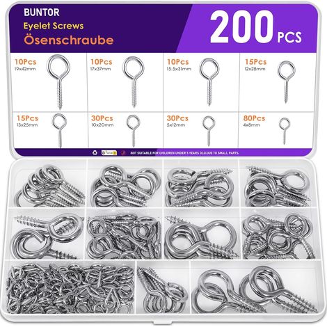 Vis à œillets métalliques robustes, 200PCS, 8 tailles (1/5)