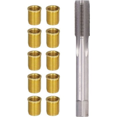 Choyclit – Outils de réparation de filetage de bougie d'allumage – Lot de 10 inserts M12x1,25 – Taraud M14x1,25 en acier rapide – Longueur 90mm (1/5)