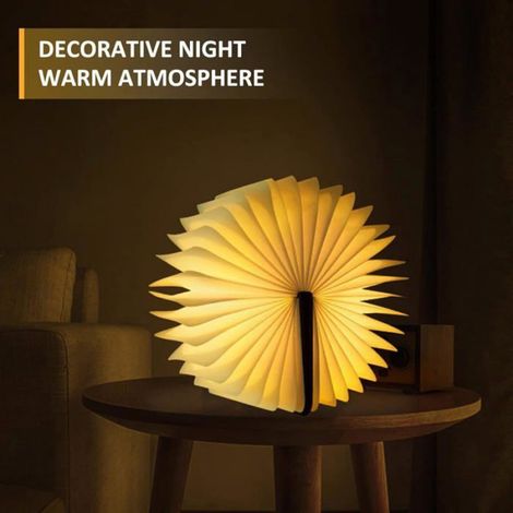 Lampe De Livre - LED Pliable En Bois Noyer - Pour Lecture Bureau Maison - 12 x 9 x 2,5 cm - 1 Pièce (1/5)