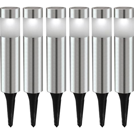 Set 6 Lampade Solari Esterno Rosalba 1 Acciaio Grigio 6 Luci Led 0,06W Ip44 (1/2)