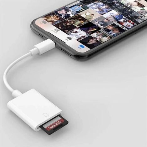 Hub USB,Adaptateur d'éclairage pour lecteur de carte SD,connecteur Micro iPhone,adaptateur de - iPhone SD card (1/4)