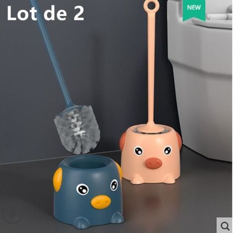 Brosse toilette support brosse WC silicone en silicone souple nettoyage pour salle de bain avec support de séchage Hygiénique (1/4)