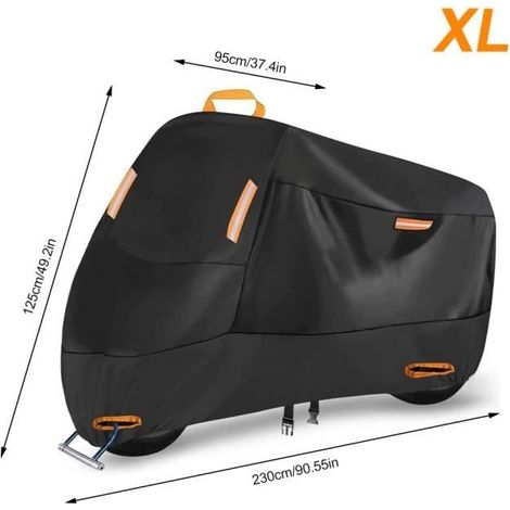 (Noir)Housse de Protection Moto XL - Imperméable 210D - Noir - Universelle (1/4)