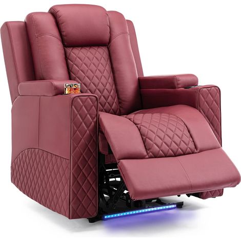 Comhoma – Fauteuil inclinable avec éclairage LED – Châssis en métal – 2 porte-gobelets – Confort cuir – Dimensions 86,4x157,5x111,8 cm – Capacité 150 kg