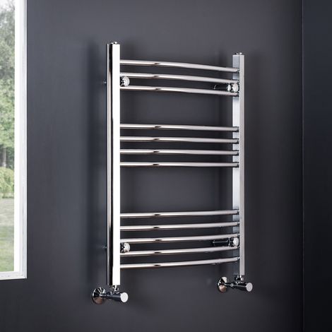 WarmeHaus Curved Chrome Heated Towel Rail 750x600mm