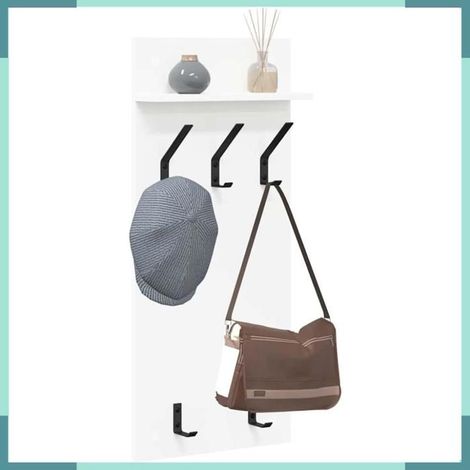 874451 Porte-manteau mural Blanc 40 x 10 x 90 cm Bois d'ingénierie (1/5)