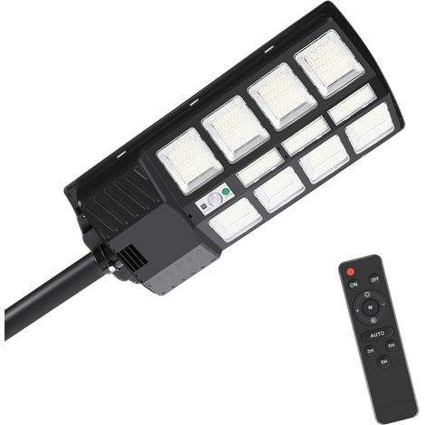 EINFEBEN Lampadaire solaire LED Projecteur solaire étanche avec détecteur de mouvement et télécommande pour extérieur jardin terrasse 300W (1/5)