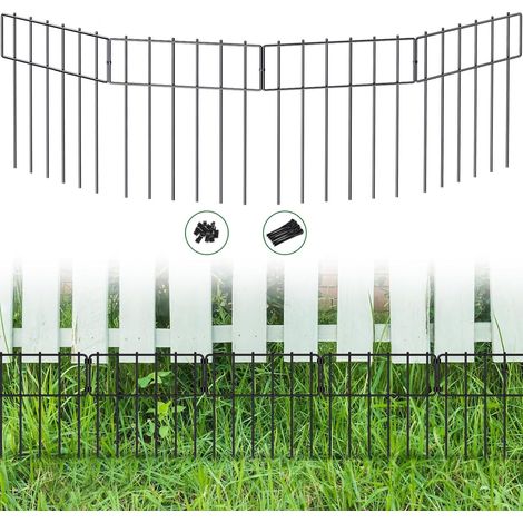 25 Pieces Decorative Metal Garden Fence, 8.2 m (L) x 43 cm (H) Garden Fence Outdoor Pet Fence Dog Fence for Flower Bed, Yard (1/5)