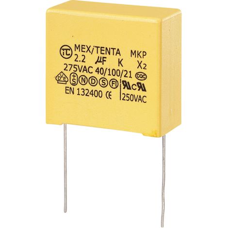 TRU COMPONENTS MKP-X2 1 St. MKP-X2-Funkentstör-Kondensator radial bedrahtet  2 µF 275 V/AC 10 % 27.5