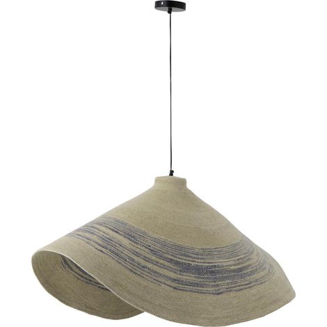 Suspension en Jonc de Mer "Galene" 100cm Naturel & Bleu (1/3)