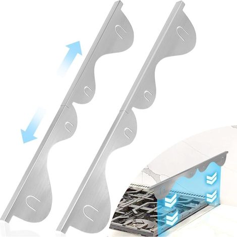 Copri-spazio per piano cottura, in acciaio inox, 2 pezzi, regolabili per adattarsi agli spazi laterali del piano cucina, da 35,1 cm a 70,8 cm - Argento (1/4)