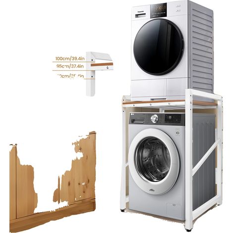 Estante para lavadora, altura regulable, capacidad de carga de 350 kg, color blanco. (1/2)