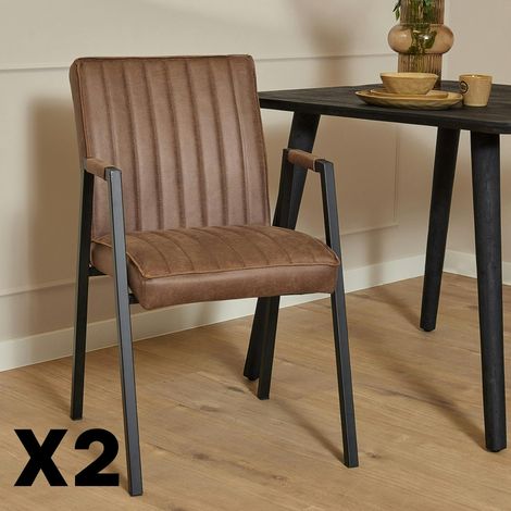 Fauteuil de table marron à bandes (lot de 2) CORTINA