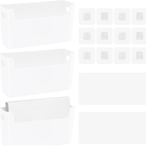 Lot de 3 organiseurs de fichiers muraux autocollants à suspendre pour courrier, lettres, papier, dossier, documents, magazines pour bureau et maison, blanc (1/5)