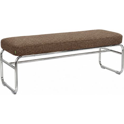 Banc en tissu pieds chrome L120cm - Marron - Henri (1/5)