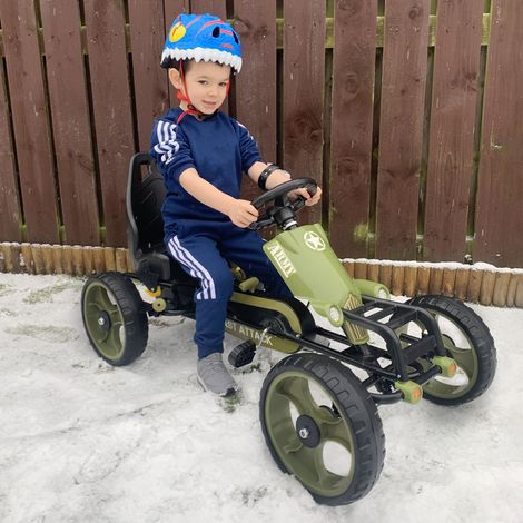 Coche de pedales tipo kart con freno de mano, vehículo infantil, coche de pedales con asiento ajustable, apto para mayores de 3 años, verde, 105 x 54 x 61 cm