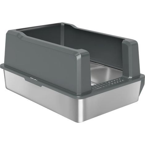 Lettiera semi-chiusa per gatti 71 x 50,8 x 35,5 cm a prova di perdite moderna soggiorno in acciaio inossidabile grigio 210007799