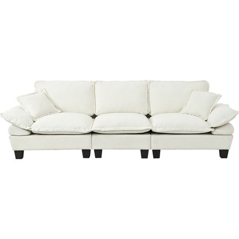 CHICFURN Divano 3 posti 264x85x90 cm in ciniglia beige, braccioli curvi per piccoli spazi (1/5)