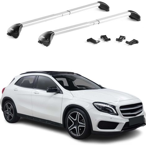 OMAC Barres de toit transversales certifiées TÜV pour Mercedes GLA X156 2014-2020 – Verrouillables (4 antivols) – Charge max 100 kg – Fixation durable Argent (1/4)