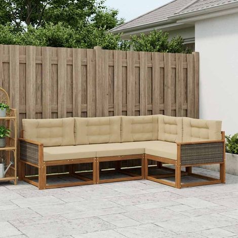 vidaXL Ensemble de canapés d'extérieur 4 pcs Naturel et Beige (1/5)