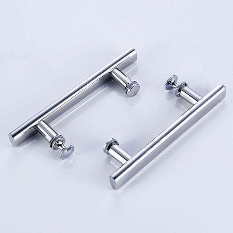 Möbelgriff - Set mit 2 verchromten Duschtürgriffen, 145 mm (14,5 cm), Lochabstand. (1/4)