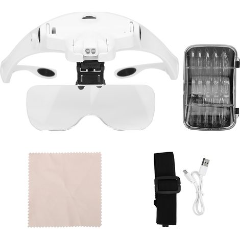 Loupe frontale rechargeable avec bandeau et 2 lumières LED DC5V (1/5)