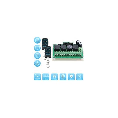 Contrôleur DC 12V 4 voies – Télécommande 4 touches 433MHz – Mode momentané, bascule, télérupteur – Jusqu'à 16 appareils connectés - AK-FS04A (1/5)