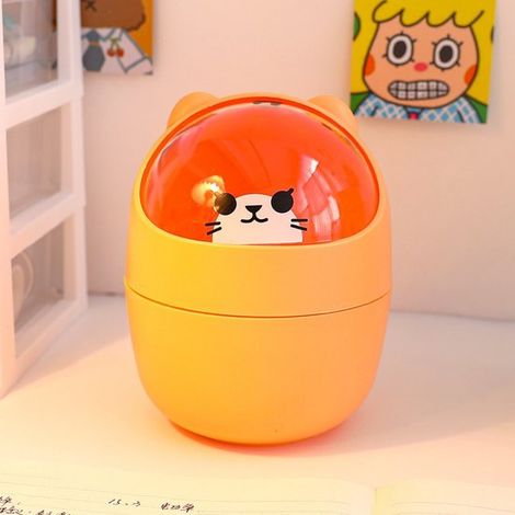 Jolie corbeille à papier de bureau avec couvercle, petit organiseur de bureau pour la chambre, porte-stylos et boîte de rangement avec couvercle à charnière (1/5)