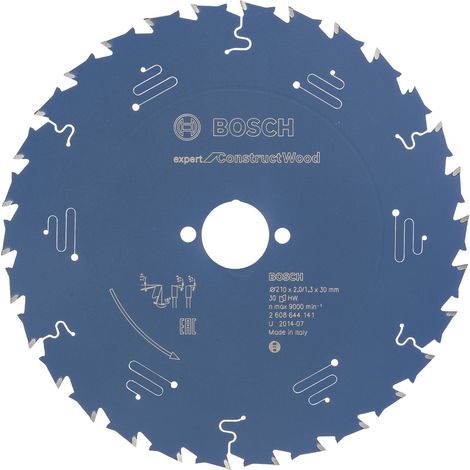 Bosch – Lame de scie circulaire 210mm – Ø alésage 30mm – 30 dents WZ pour bois de construction – Coupe nette et durable