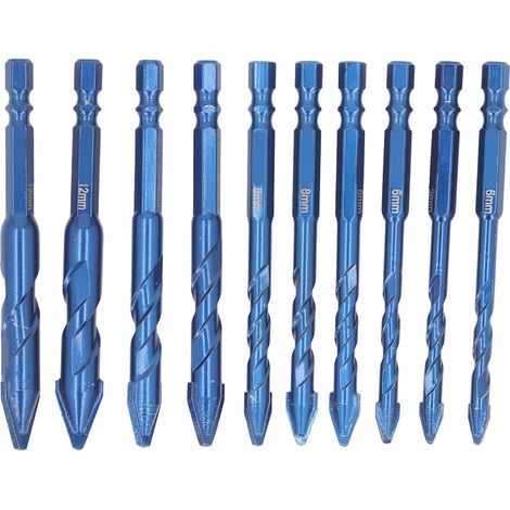 10 Forets à Béton Inclinés Excentriques 6‑12 mm M35 Haute Dureté pour Maçonnerie et Béton – Lot de 10 Pièces (1/5)