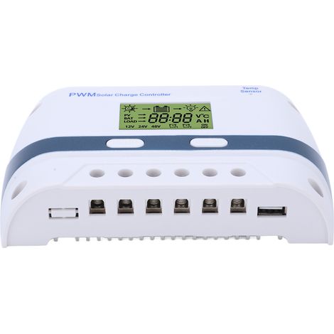 Contrôleur de chargeur solaire PWM 12 V/24 V avec écran LCD et sortie USB, régulateur de panneau solaire étanche 40 A (1/5)