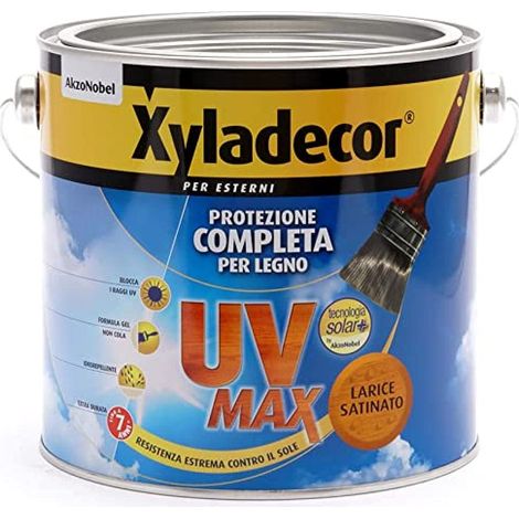 Xyladecor SMALTO LEGNO ESTERNI UV MAX Protezione Completa da sole e agenti atmosferici Idrorepellente colore LARICE 2,5L, 2.5 L (1/5)