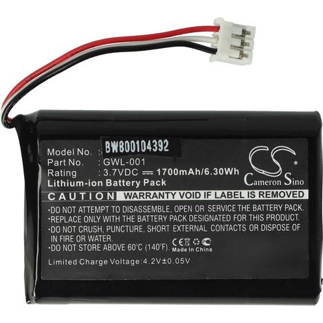 vhbw Battery Replacement for Wacom GWL-001 for Tablet (1700 mAh, 3.7 V, Li-Ion)