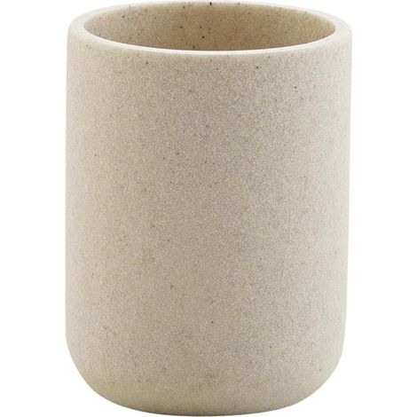 Gobelet Brosse à Dents - 1 Pièce - Résine Effet Granit - Design Moderne et Stable - Pour Salle de Bain - Beige Sable 10cm (1/3)