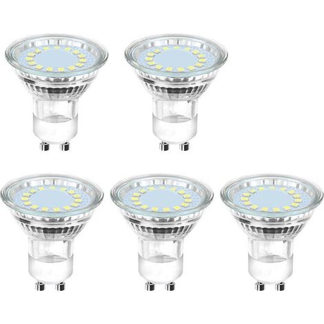 Ampoule LED GU10, 6500K, 4W, équivalent 50W lampe halogène, 450LM, Ampoule LED Spot Culot GU10, Non-dimmable, 230V, 110° Larges Faisceaux, Lot de 5 (1/5)