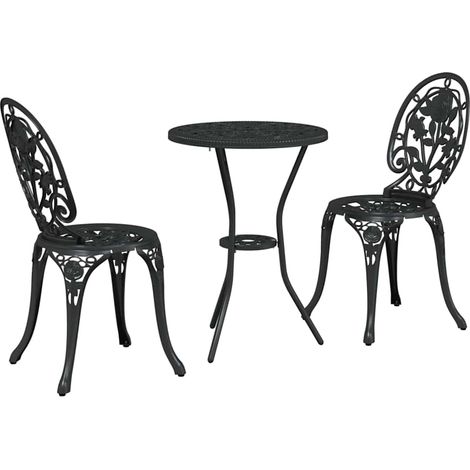 Ensemble bistro de jardin 3 pcs Mobilier de jardin Noir Aluminium (1/5)