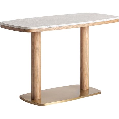 Table de bar terrazzo blanc style art déco finition lisse - Blanc terrazzo effet marbré (1/5)