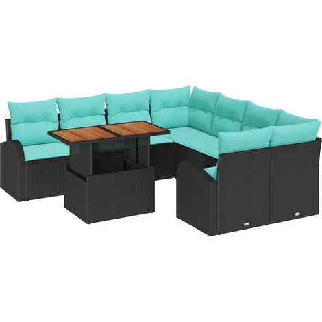 Garden Sofa Set with Storage 9 pcs Black Poly rattan vidaXL (1/5)