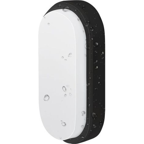 Outdoor LED Wall Light, 14W Oval Black LED Ceiling Light 4000K 980Lm, Outdoor Lighting Protected IP54 Waterproof, 1 Piece [Energy Class F] (1/4)