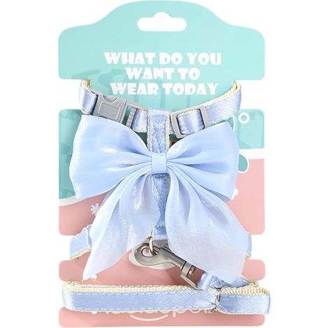 Cat Harness Leash, Adjustable Kitten Leash Bow Tie, Cat Harness Safe Comfortable, Harness Kittens Small Dogs (Blue, M) (1/4)