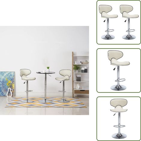 The Living Store Taburetes de cocina 2 unidades cuero sintético color crema - Taburetes de bar