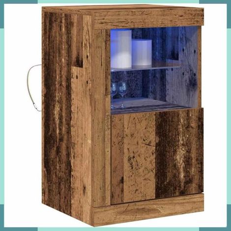863019 Buffet LED 2 pcs Bois ancien 41 x 37 x 67 cm Bois d'ingénierie (1/5)